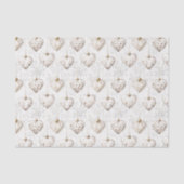 Chic Crème Grijs Hart Ornament Bruiloft Tissuepapier (Voorkant)