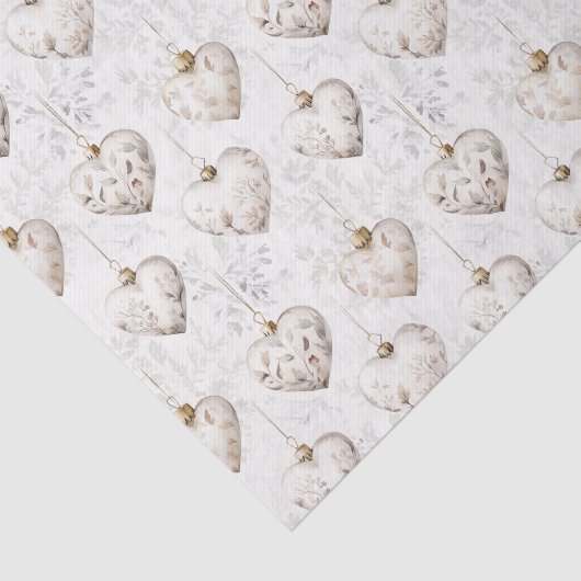Chic Crème Grijs Hart Ornament Bruiloft Tissuepapier (Detail)
