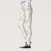 Chic Crème Grijs Hart Ornamenten Leggings (Links)