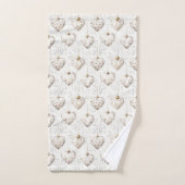 Chic Crème Grijs Harten Ornamenten Bad Handdoek (Handdoek)