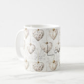 Chic Crème Grijs Harten Ornamenten Koffiemok (Voorkant links)