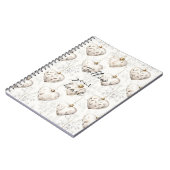 Chic Crème Grijs Harten Ornamenten Notitieboek (Linkerzijde)
