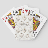 Chic Crème Grijs Harten Ornamenten Pokerkaarten (Achterkant)