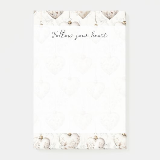 Chic Crème Grijs Harten Ornamenten Post-it® Notes (Voorkant)