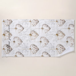 Chic Crème Grijze Harten Ornamenten   Strandlaken