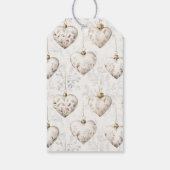 Chic Crème Grijze Hartjes Ornamenten Bruiloft Cadeaulabel (Achterkant)