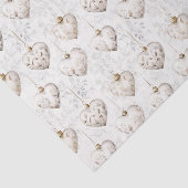 Chic Crème Grijze Hartjes Ornamenten Bruiloft Tissuepapier (Detail)