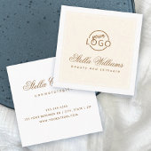 Chic crème iory white custom logo minimalist vierkante visitekaartje