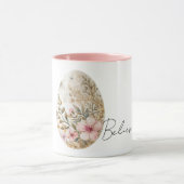 Chic Crème Roze Lente Bloemen Paasei Mok (Midden)