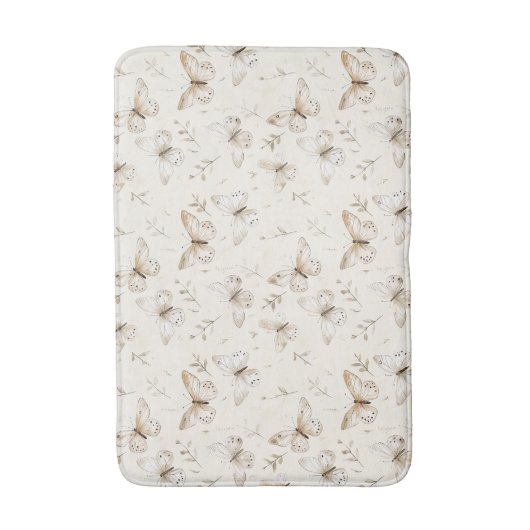 Chic Crème Vlinders Bruiloftsfeest Badmat (Voorkant Verticaal)