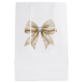 Chic Crème Zilver Glam Strik Bruiloft Medium Cadeauzakje (Achterkant)