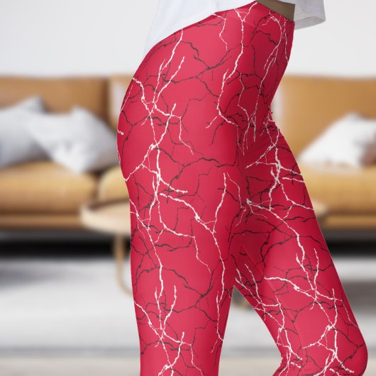 Chic Crimson en zwart wit breukpatroon Leggings