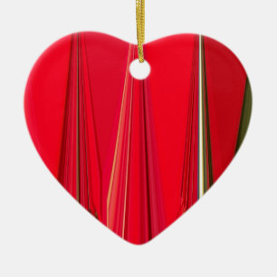 Chic Crimson Petal Symfonie: Rood Abstract Design  Keramisch Ornament