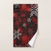 Chic Crimson Red Snowflake Motif Bad Handdoek (Handdoek)