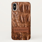 Chic Crocodile Skin Monogram Case-Mate iPhone Case (Achterkant)