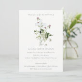 Chic Cross Paarse Wilde Floral Baptism Invite Bedankkaart (Staand voorkant)