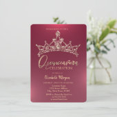 Chic Crown Burgundy Quinceañera Kaart (Staand voorkant)