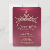 Chic Crown Burgundy Quinceañera Kaart (Voorkant)