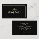 Chic Crown Logo Custom Dark Color Elegant Visitekaartje (Voorkant / Achterkant)