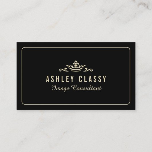 Chic Crown Logo Custom Dark Color Elegant Visitekaartje (Voorkant)