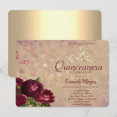 Chic Crown Red Roses Quinceañera Kaart (Voorkant / Achterkant)