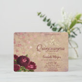 Chic Crown Rode Rozen Quinceañera Kaart (Staand voorkant)