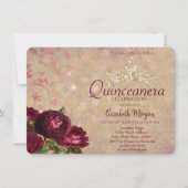Chic Crown Rode Rozen Quinceañera Kaart (Voorkant)