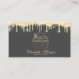 Chic Cupcake Aardbei Faux Gold Drips Bakkerij Visitekaartje