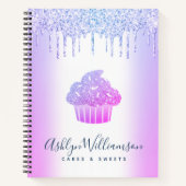 Chic Cupcake Bakery Chef Glitter Drift Paars Blue Notitieboek (Voorkant)