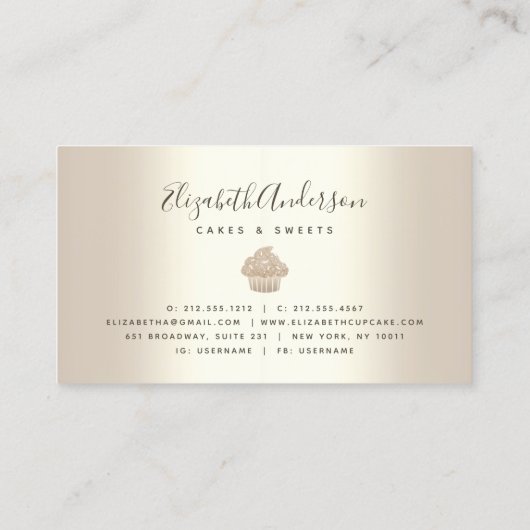 Chic Cupcake bakkerij Chef Gold Glitter Drivers Visitekaartje (Achterkant)