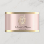 Chic Cupcake Gold Stripe Roos Gold Bakery Visitekaartje (Voorkant)