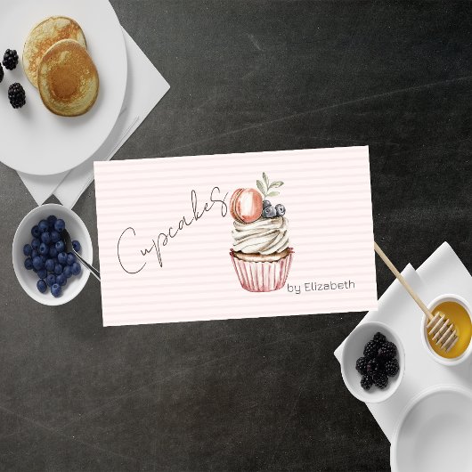 Chic Cupcake Macaroon,Snoepjes,Gestreept Visitekaartje