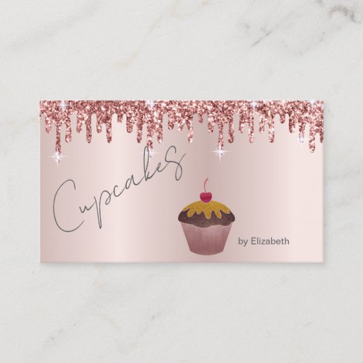  Chic Cupcakes Cherry Rose Gold Drips  Visitekaartje (Voorkant)