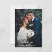 Chic Cursive Calligraphy Sage Green Photo Wedding Bedankkaart (Voorkant)