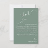 Chic Cursive Calligraphy Sage Green Photo Wedding Bedankkaart (Achterkant)
