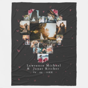 Chic Custom 18 Photo Heart Shaped for her Fleece Deken
