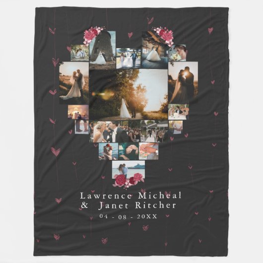 Chic Custom 18 Photo Heart Shaped for her Fleece Deken (Voorkant)