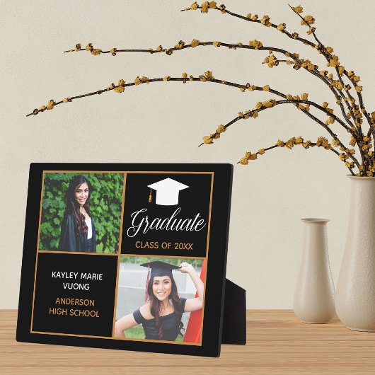 Chic Custom Afstuderen Foto Zwart Goud Afstuderen Fotoplaat