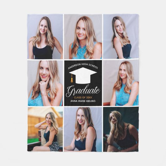 Chic Custom Afstuderen Photo Collage 2023 Afstuder Fleece Deken (Voorkant)