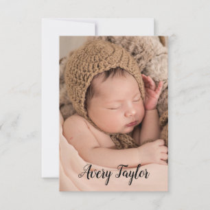 Chic Custom Baby Foto Name Script Birth Aankondiging
