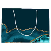 Chic Custom Bat Mitzvah Mazel Tov Blauwgroen Goud Groot Cadeauzakje (Achterkant)