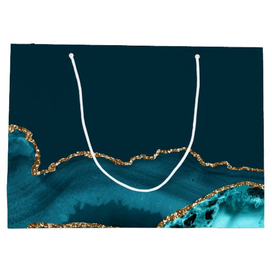 Chic Custom Bat Mitzvah Mazel Tov Blauwgroen Goud Groot Cadeauzakje (Achterkant)