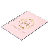 Chic Custom Blush Pink Gold Monogram My Notes Notitieboek (Linkerzijde)