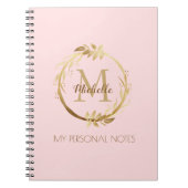 Chic Custom Blush Pink Gold Monogram My Notes Notitieboek (Voorkant)