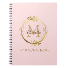 Chic Custom Blush Pink Gold Monogram My Notes Notitieboek