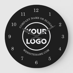 Chic Custom Business Logo en tekst op zwart Grote Klok