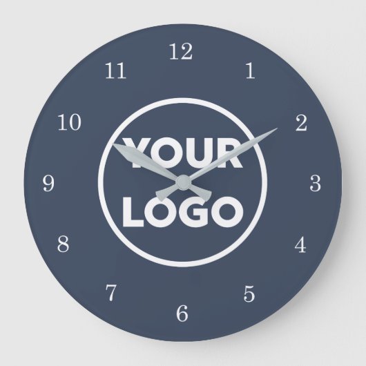 Chic Custom Business Logo op Navy Blue Grote Klok (Voorkant)