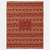 Chic Custom Christmas Blanket Red Gold Monogram Fleece Deken (Voorkant)