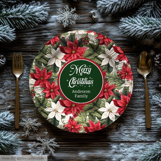 Chic Custom Christmas Floral Paper Plates Gift  Papieren Bordje