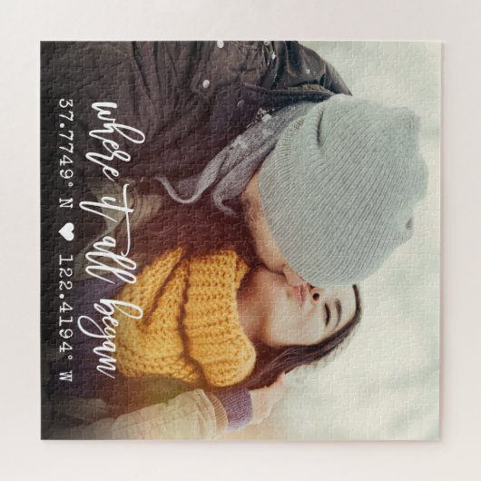 Chic Custom Coördinates Brush Script Photo Legpuzzel (Horizontaal)